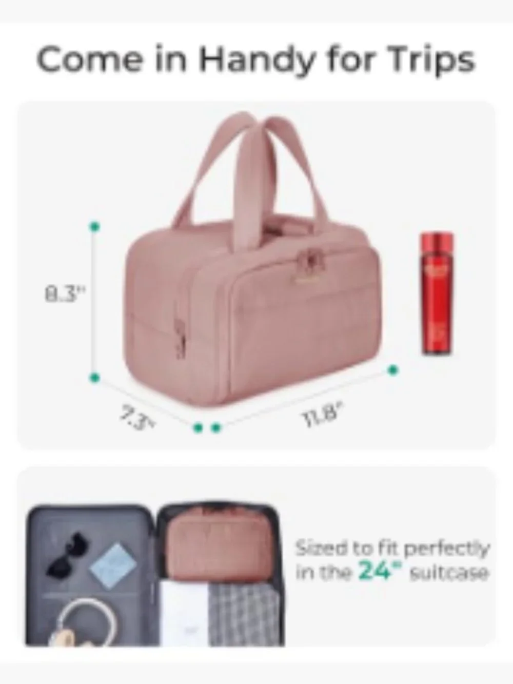 BAGSMART Travel Toiletry Bag Large Wide-Open Puffy Makeup Organizer with Handle